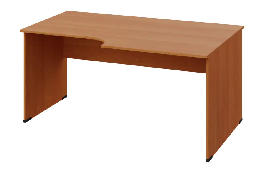ERL 28 - 168 stůl kancelářský, rohový, pravý, dřevěná podnož, deska 25 mm, široký 1600 mm, olše jantar