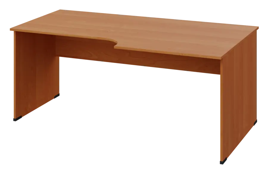 ERL 18 - 188 stůl kancelářský, rohový, pravý, dřevěná podnož, deska 18 mm, široký 1800 mm, olše jantar