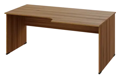 ERL 28 - 188 stůl kancelářský, rohový, pravý, dřevěná podnož, deska 25 mm, široký 1800 mm, ořech světlý
