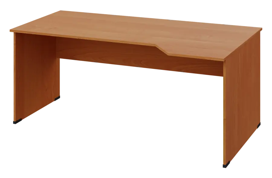 EZL 28 - 184 stůl kancelářský, rohový, pravý, dřevěná podnož, deska 25 mm, široký 1800 mm, olše jantar