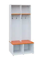 SOB - 180 - 80 šatní skříň s botníkem, otevřená, 1800x800x300/600 mm, korpus bílá, police pomeranč