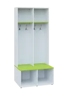 SOB - 180 - 80 šatní skříň s botníkem, otevřená, 1800x800x300/600 mm, korpus bílá, police jarní zele