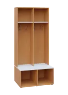 SOB - 180 - 80 šatní skříň s botníkem, otevřená, 1800x800x300/600 mm, korpus buk royal, police bílá