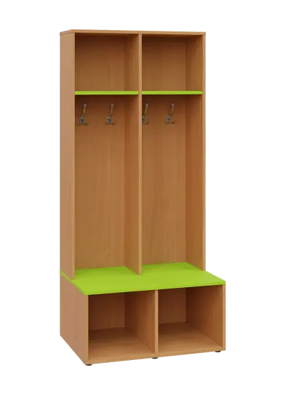 SOB - 180 - 80 šatní skříň s botníkem, otevřená, 1800x800x300/600 mm, korpus buk royal, police jarní