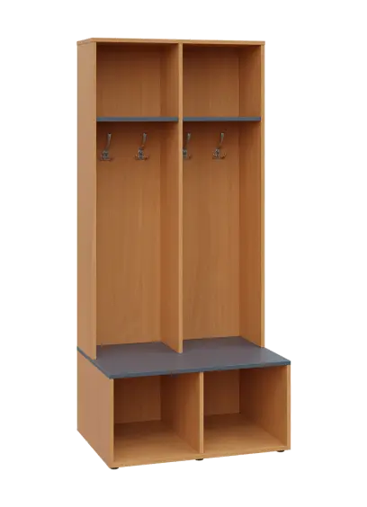 SOB - 180 - 80 šatní skříň s botníkem, otevřená, 1800x800x300/600 mm, korpus buk royal, police antra