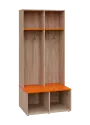 SOB - 180 - 80 šatní skříň s botníkem, otevřená, 1800x800x300/600 mm, korpus dub bardolino, police pomeranč