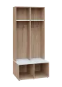 SOB - 180 - 80 šatní skříň s botníkem, otevřená, 1800x800x300/600 mm, korpus dub bardolino, police bílá
