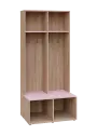 SOB - 180 - 80 šatní skříň s botníkem, otevřená, 1800x800x300/600 mm, korpus dub bardolino, police pastelově růžová