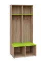 SOB - 180 - 80 šatní skříň s botníkem, otevřená, 1800x800x300/600 mm, korpus dub bardolino, police jarní zeleň