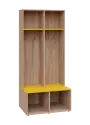 SOB - 180 - 80 šatní skříň s botníkem, otevřená, 1800x800x300/600 mm, korpus dub bardolino, police žlutá odio