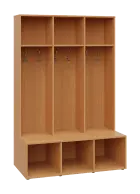 SOB - 180 - 120 šatní skříň s botníkem, otevřená, 1800x1200x300/600 mm, buk royal