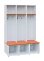 SOB - 180 - 120 šatní skříň s botníkem, otevřená, 1800x1200x300/600 mm, korpus bílá, police pomeranč