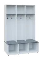 SOB - 180 - 120 šatní skříň s botníkem, otevřená, 1800x1200x300/600 mm, korpus bílá, police antracit