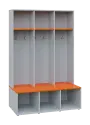 SOB - 180 - 120 šatní skříň s botníkem, otevřená, 1800x1200x300/600 mm, korpus šedá, police pomeranč