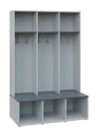 SOB - 180 - 120 šatní skříň s botníkem, otevřená, 1800x1200x300/600 mm, korpus šedá, police antracit