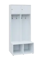 SZB - 180 - 80 šatní skříň s botníkem, 2-dvéřová, 1800x800x300/600 mm, bílá