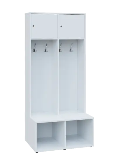 SZB - 180 - 80 šatní skříň s botníkem, 2-dvéřová, 1800x800x300/600 mm, bílá