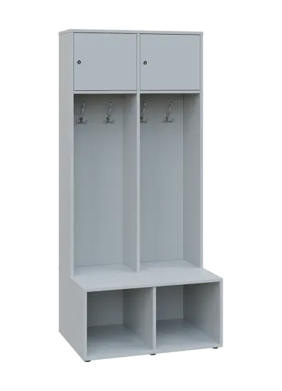SZB - 180 - 80 šatní skříň s botníkem, 2-dvéřová, 1800x800x300/600 mm, šedá