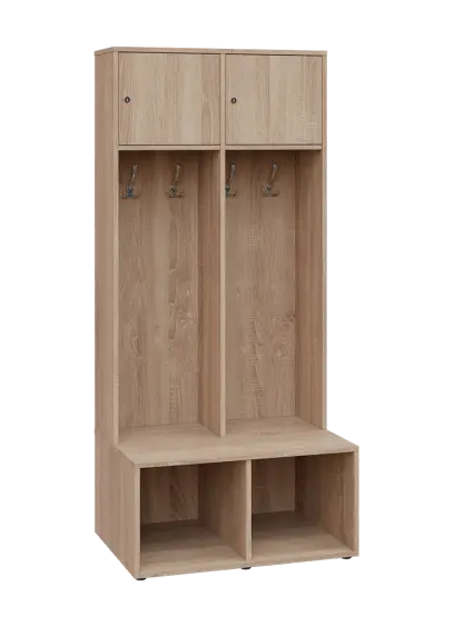 SZB - 180 - 80 šatní skříň s botníkem, 2-dvéřová, 1800x800x300/600 mm, dub bardolino