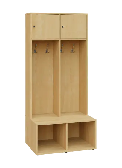 SZB - 180 - 80 šatní skříň s botníkem, 2-dvéřová, 1800x800x300/600 mm, javor horský