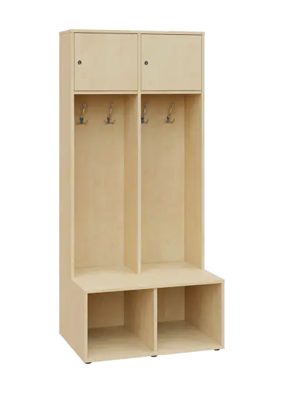 SZB - 180 - 80 šatní skříň s botníkem, 2-dvéřová, 1800x800x300/600 mm, bříza irská
