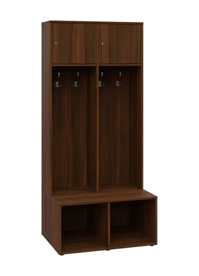 SZB - 180 - 80 šatní skříň s botníkem, 2-dvéřová, 1800x800x300/600 mm, ořech královský