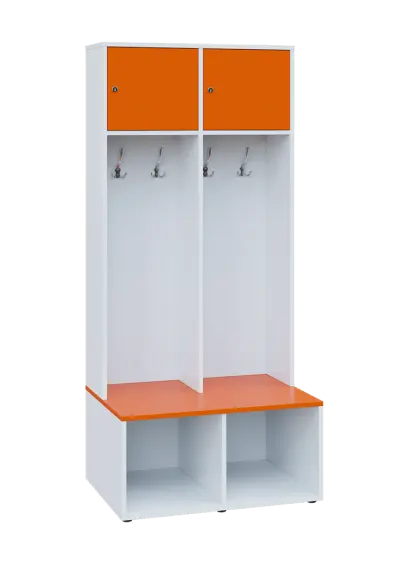 SZB - 180 - 80 šatní skříň s botníkem, 2-dvéřová, 1800x800x300/600 mm, korpus bílá, dvířka/police po