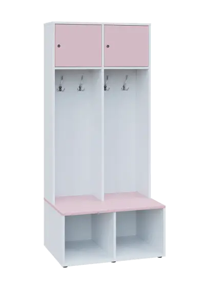 SZB - 180 - 80 šatní skříň s botníkem, 2-dvéřová, 1800x800x300/600 mm, korpus bílá, dvířka/police pa