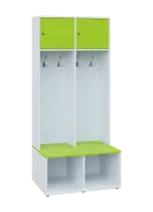 SZB - 180 - 80 šatní skříň s botníkem, 2-dvéřová, 1800x800x300/600 mm, korpus bílá, dvířka/police ja