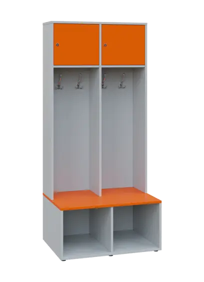 SZB - 180 - 80 šatní skříň s botníkem, 2-dvéřová, 1800x800x300/600 mm, korpus šedá, dvířka/police po
