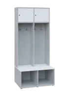SZB - 180 - 80 šatní skříň s botníkem, 2-dvéřová, 1800x800x300/600 mm, korpus šedá, dvířka/police bí