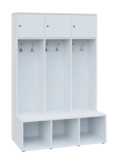 SZB - 180 - 120 šatní skříň s botníkem, 3-dvéřová, 1800x1200x300/600 mm, bílá SZB - 180 - 120 šatní skříň s botníkem, 3-dvéřová, 1800x1200x300/600 mm, bílá
