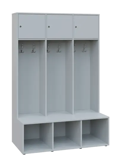 SZB - 180 - 120 šatní skříň s botníkem, 3-dvéřová, 1800x1200x300/600 mm, šedá