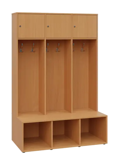 SZB - 180 - 120 šatní skříň s botníkem, 3-dvéřová, 1800x1200x300/600 mm, buk royal