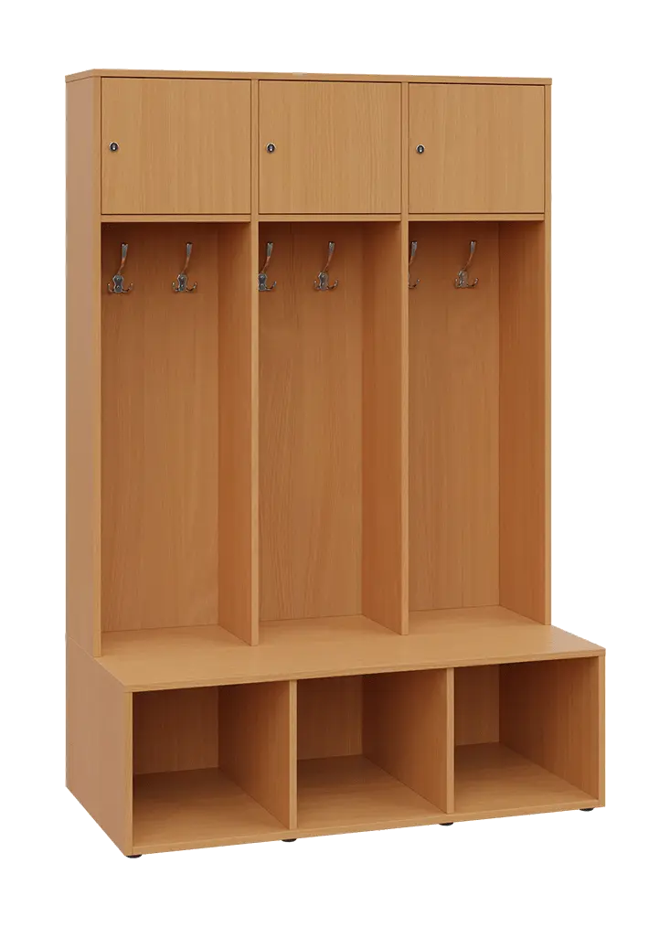 SZB - 180 - 120 šatní skříň s botníkem, 3-dvéřová, 1800x1200x300/600 mm, buk royal