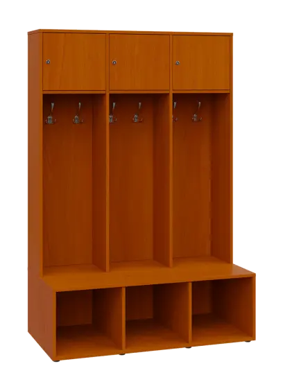 SZB - 180 - 120 šatní skříň s botníkem, 3-dvéřová, 1800x1200x300/600 mm, třešeň šumavská