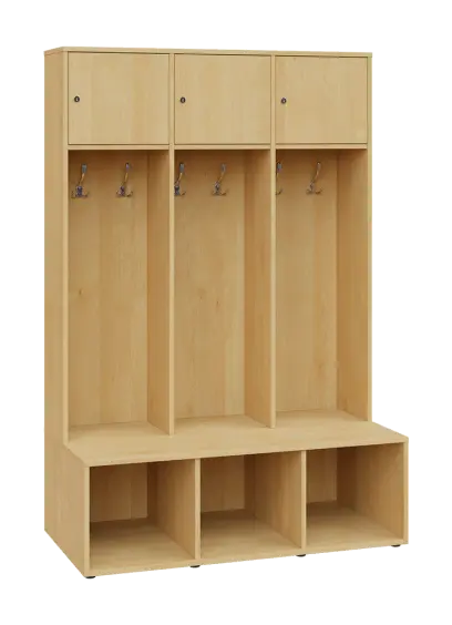 SZB - 180 - 120 šatní skříň s botníkem, 3-dvéřová, 1800x1200x300/600 mm, javor horský