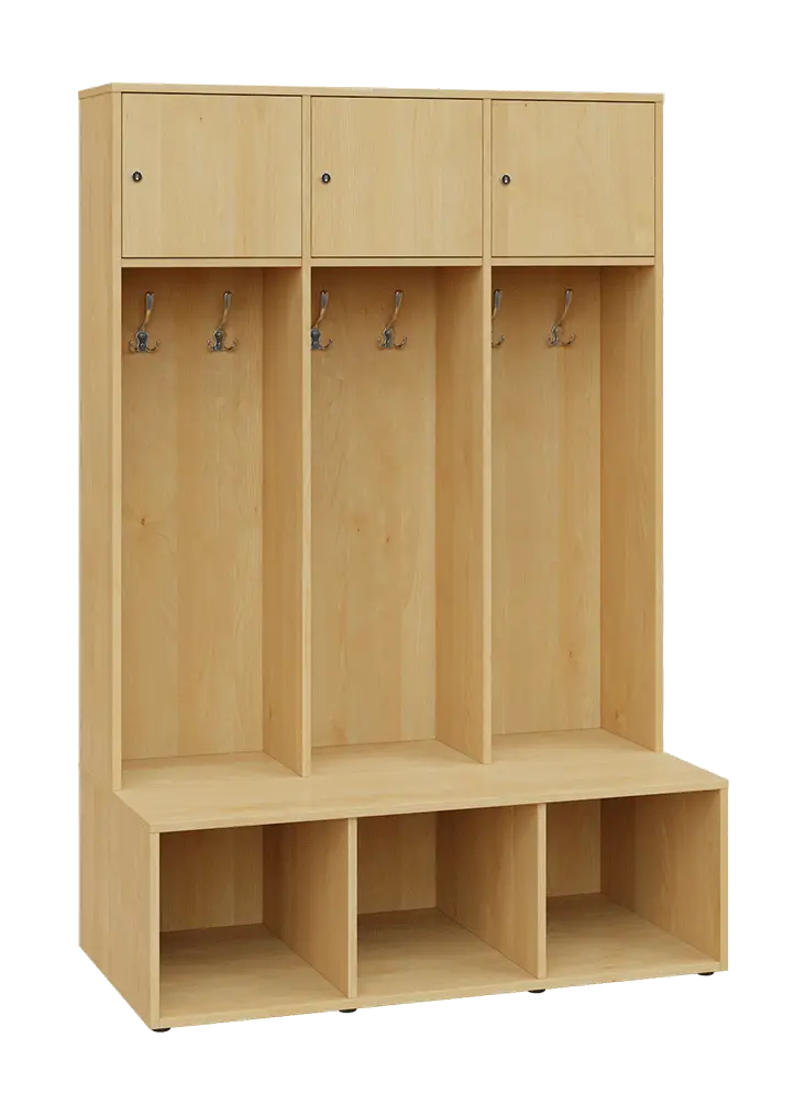 SZB - 180 - 120 šatní skříň s botníkem, 3-dvéřová, 1800x1200x300/600 mm, javor horský