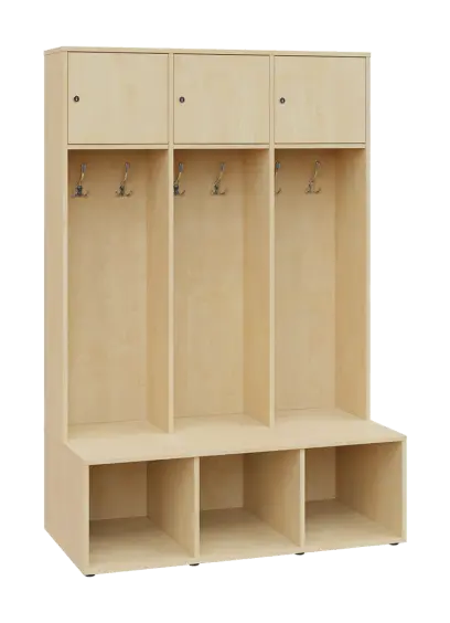 SZB - 180 - 120 šatní skříň s botníkem, 3-dvéřová, 1800x1200x300/600 mm, bříza irská