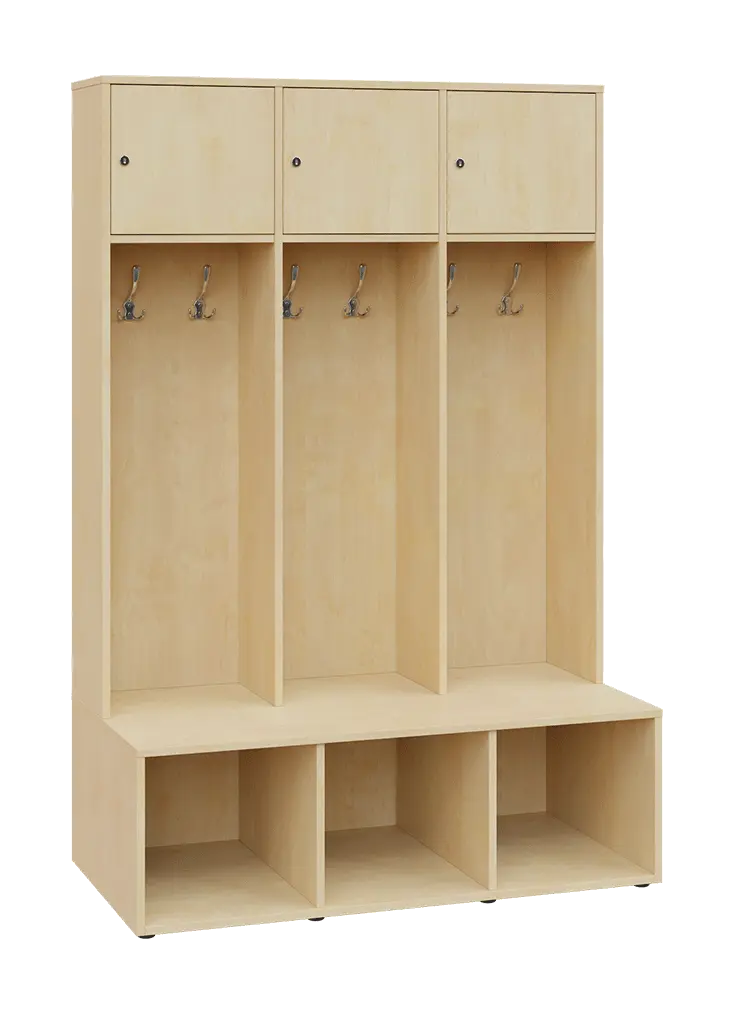 SZB - 180 - 120 šatní skříň s botníkem, 3-dvéřová, 1800x1200x300/600 mm, bříza irská