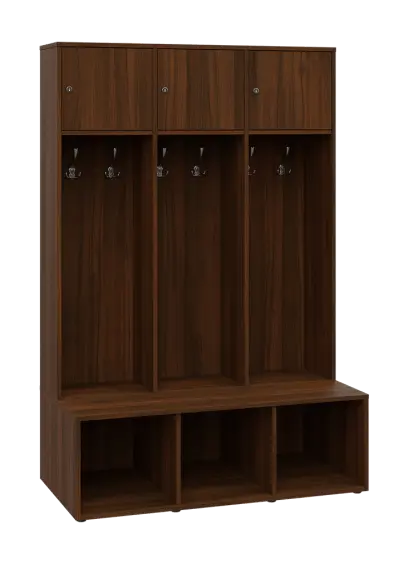 SZB - 180 - 120 šatní skříň s botníkem, 3-dvéřová, 1800x1200x300/600 mm, ořech královský