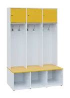 SZB - 180 - 120 šatní skříň s botníkem, 3-dvéřová, 1800x1200x300/600 mm, korpus bílá, dvířka/police