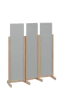 ATMOSFERE LINE 116, dřevěný 3-dílný paraván, mobilní, výška 1600 mm, rám dub bardolino, výplň šedá