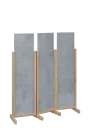 ATMOSFERE LINE 116, dřevěný 3-dílný paraván, mobilní, výška 1600 mm, rám dub bardolino, výplň beton šedý