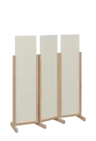 ATMOSFERE LINE 116, dřevěný 3-dílný paraván, mobilní, výška 1600 mm, rám dub bardolino, výplň smetan