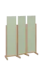 ATMOSFERE LINE 116, dřevěný 3-dílný paraván, mobilní, výška 1600 mm, rám dub bardolino, výplň šedo-zelinkavá