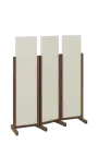ATMOSFERE LINE 116, dřevěný 3-dílný paraván, mobilní, výška 1600 mm, rám ořech královský, výplň smetanová