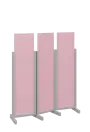 ATMOSFERE LINE 116, dřevěný 3-dílný paraván, mobilní, výška 1600 mm, rám šedá, výplň pastelově růžová