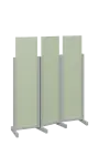 ATMOSFERE LINE 116, dřevěný 3-dílný paraván, mobilní, výška 1600 mm, rám šedá, výplň šedo-zelinkavá