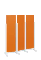 ATMOSFERE LINE 116, dřevěný 3-dílný paraván, mobilní, výška 1600 mm, rám bílá, výplň pomeranč